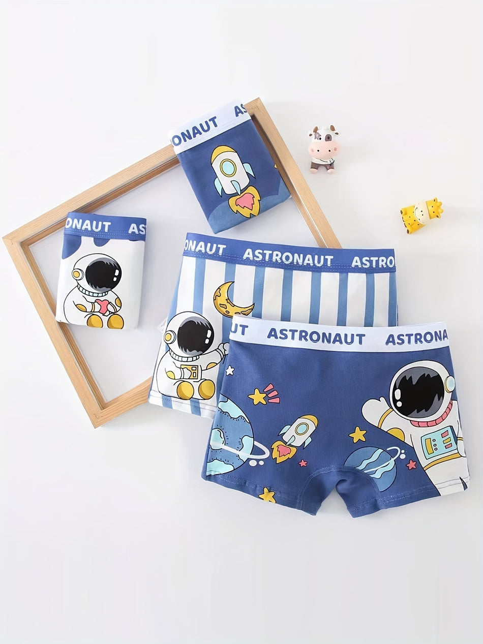 Cute Astronaut Print Boys Cotton Boxer Briefs - Cyprus