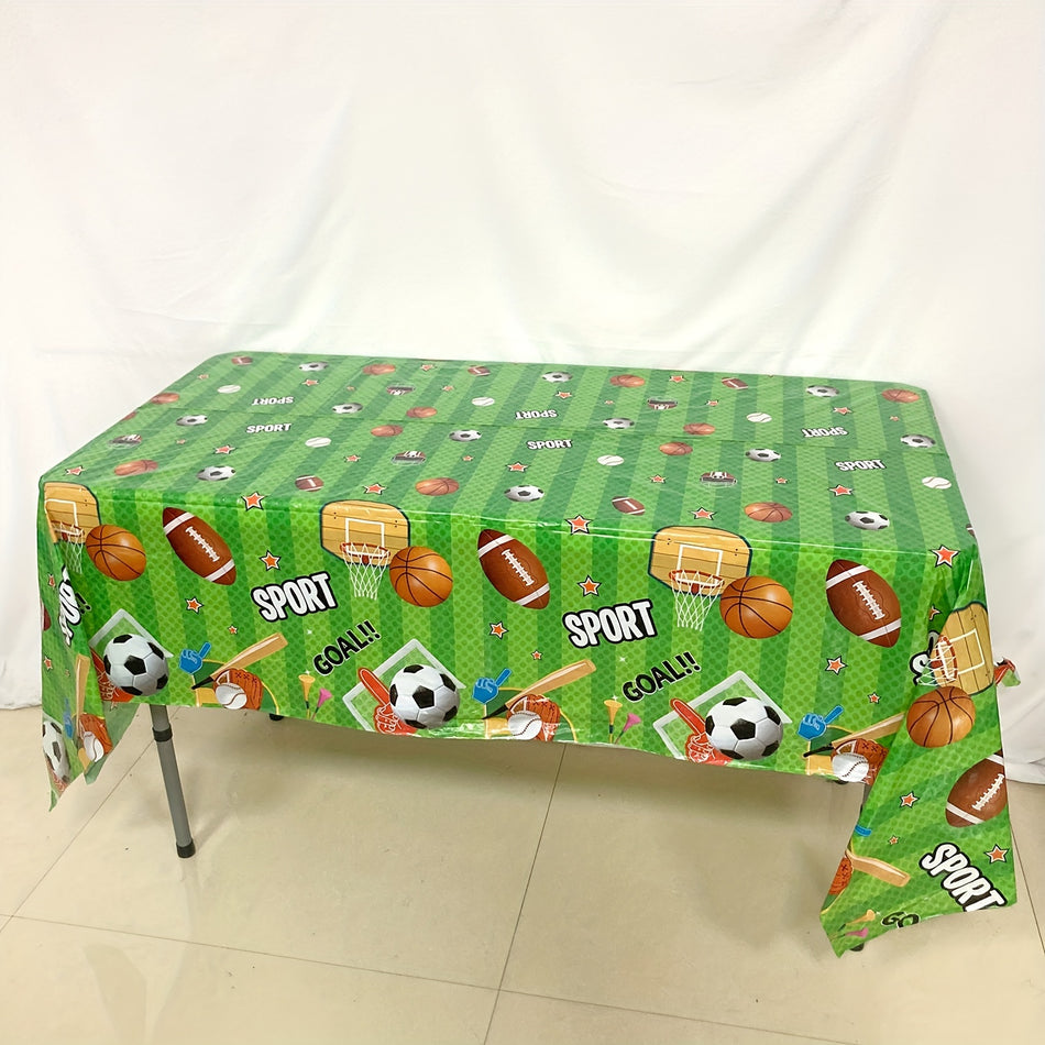 Sports Theme Plastic Disposable Party Table Cover 130x220cm - Football, Basketball, Soccer & Baseball Design - Cyprus