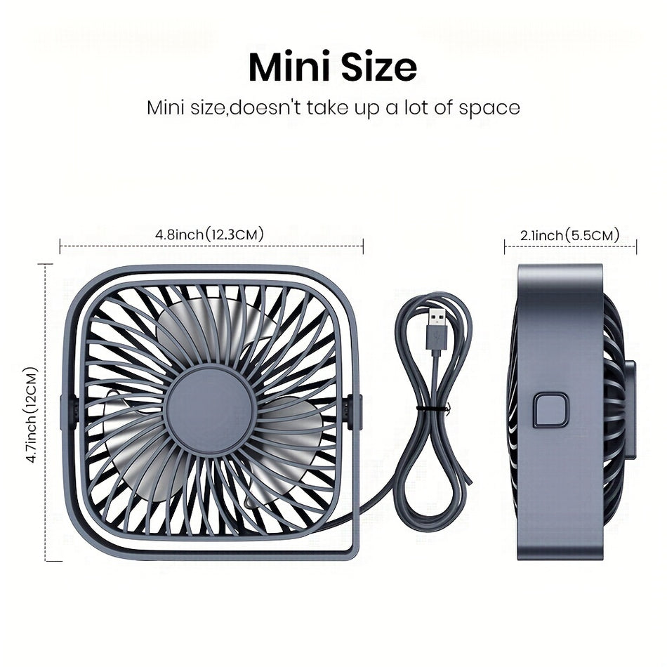 Cyprus USB Desk Fan: Powerful 3-Speed Cooling & 360° Rotation