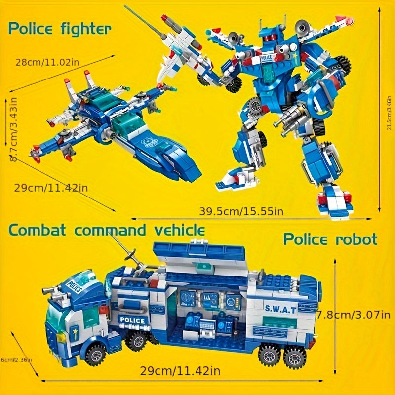 BricZplay 700pcs City Patrol Police Department Building Blocks Set - Sky Blue - Cyprus