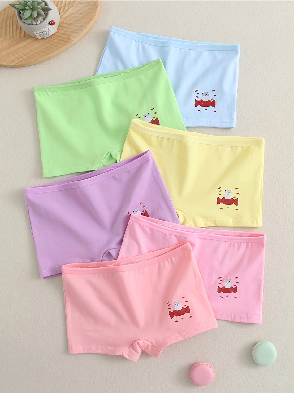 6 pcs Cute Rabbit Print Girl's Panties - Comfy Cotton Underwear for Daily Wear - Cyprus