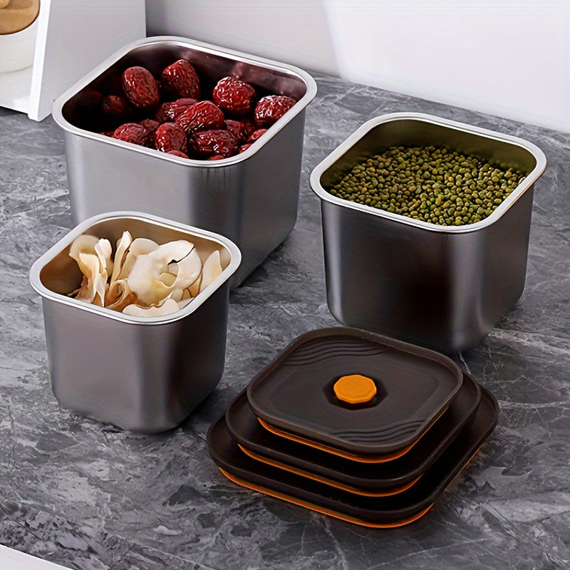 Stackable Stainless Steel Storage Containers – 3pcs Multi-functional Food Keeper