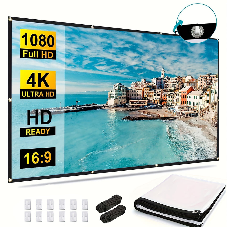 100 inç 4K HD Projektör Ekranı, Taşınabilir Katlanabilir Kırışıklık Önleme Projeksiyon Ekranı-Kıbrıs