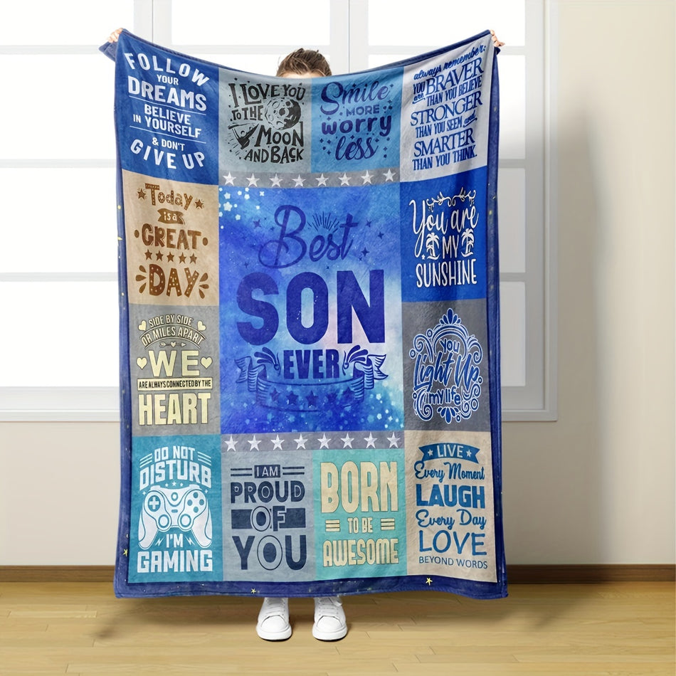 Glam-Style Hypoallergenic Fleece Throw Blanket with Positive Quotes - Cyprus