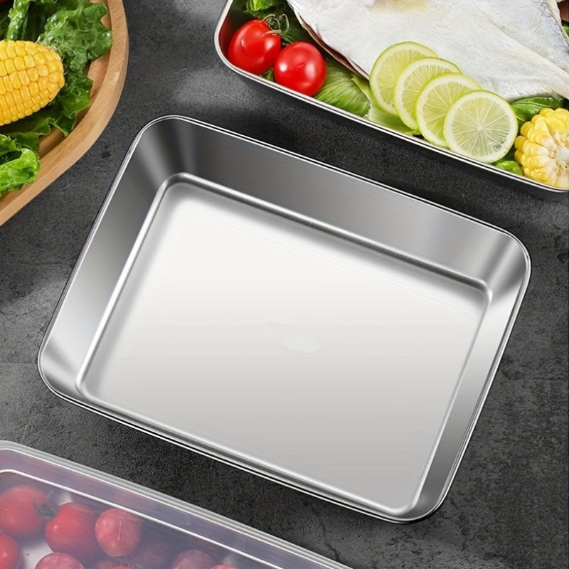 Large Stainless Steel Rectangular Food Storage Containers - 2-Pack with Clip-On Lids