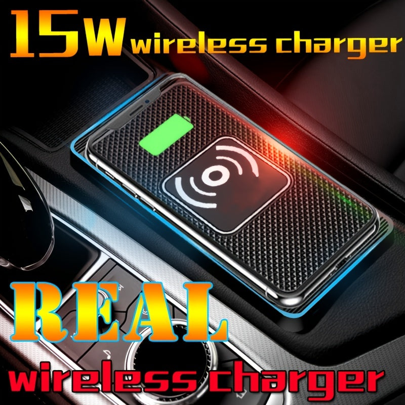 15W Wireless Car Charger Pad for Android & iPhone 11/12/13/14 Pro Max XS - Non-Slip Qi Fast Charger - USB Type C - Lightweight Design - Cyprus