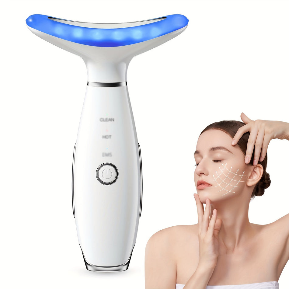 Rechargeable Facial & Neck Beauty Device with Hot Compress - Head, Neck, Face Massage - Cyprus