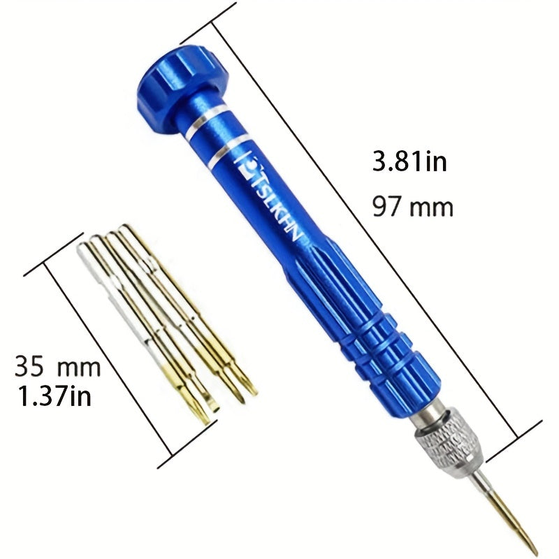 5-in-1 Multifunctional Small Screwdriver Eyeglass Screwdriver Kit - Aluminium Alloy Handle, S2 Steel Bits - Cyprus