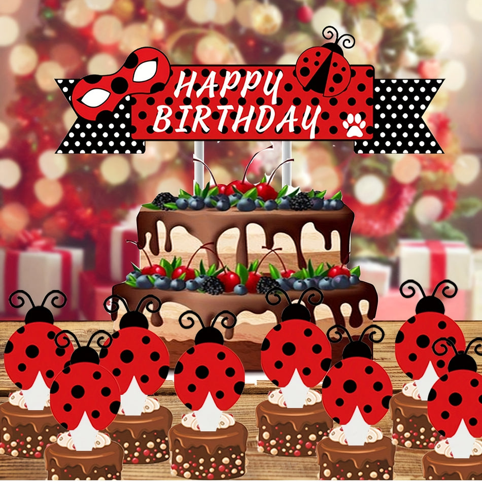 🔵 Ladybug Cake Decor Birthday Party Polka Dot Decoration Supplies - Cyprus