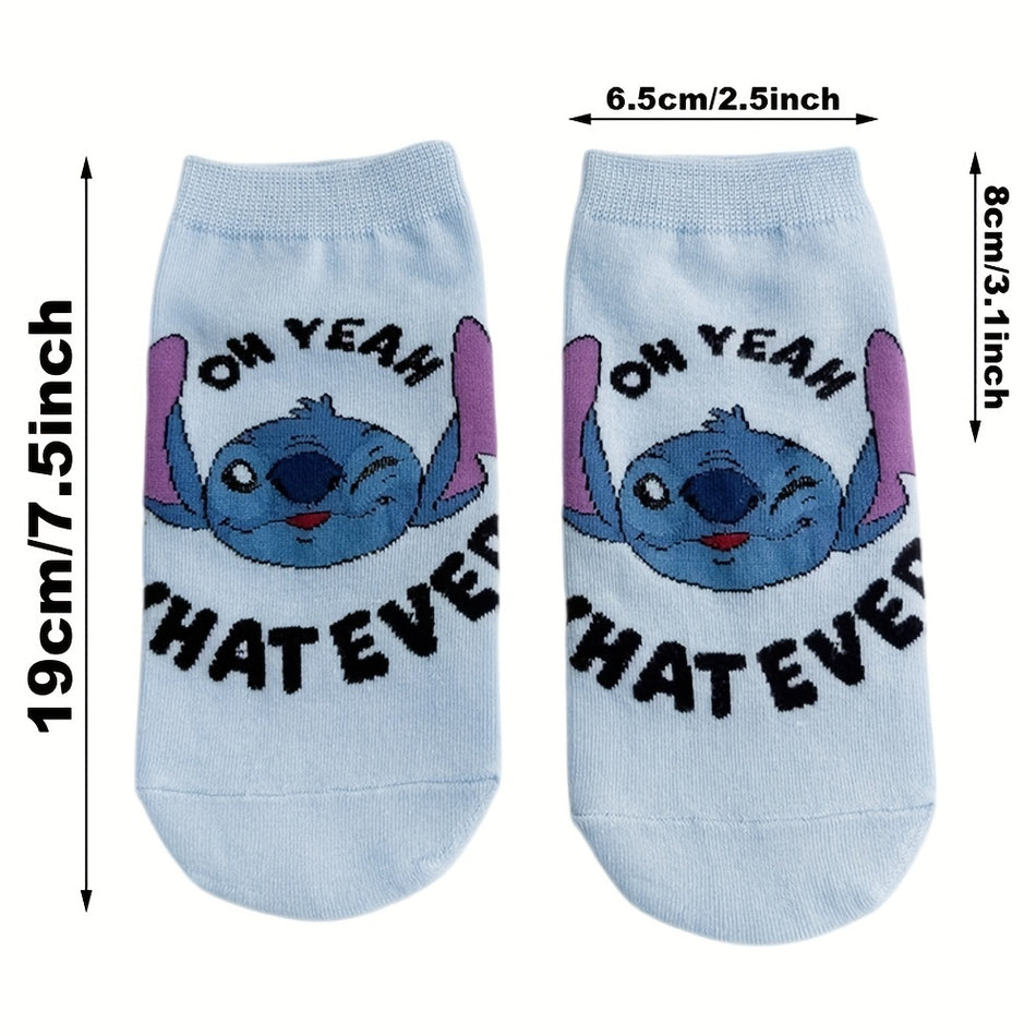 UME Women's Short Socks 5-Pack - Cute Cartoon College-Style Casual Socks - Cyprus