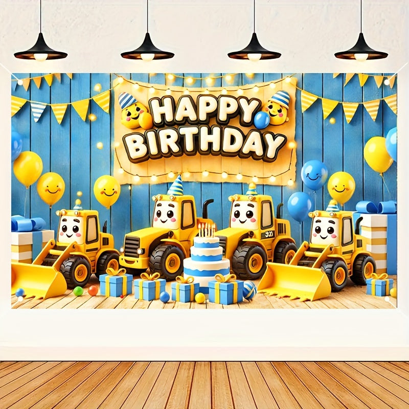 Bob The Builder - Bannière d'anniversaire sur le thème de la construction avec excavatrice et conception de bulldozer