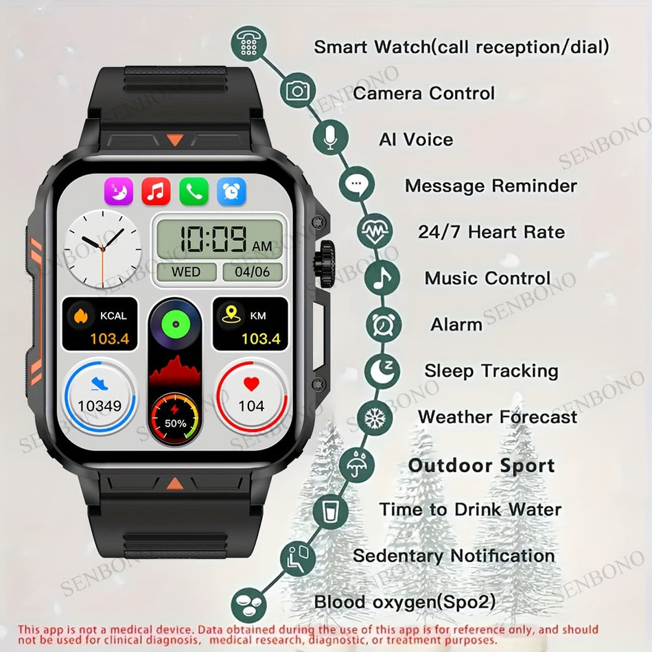 SENBOBO Wireless Call Smartwatch with Custom Faces and 100+ Sport Modes - Cyprus