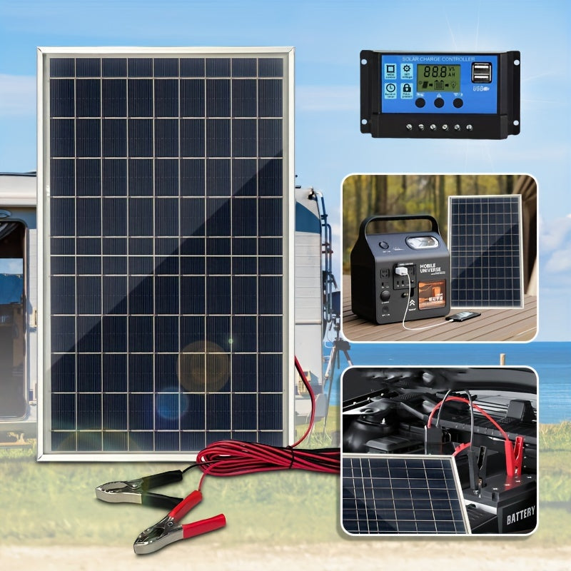 Versatile Portable Solar Panel Kit with Charge Controller for Outdoor Power Solutions