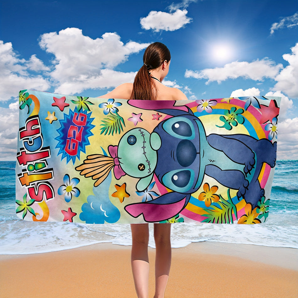 Stitch Quick-Dry Beach Towel - Soft, Durable Polyester, Perfect For Beach, Gym, Spa, Yoga & Travel