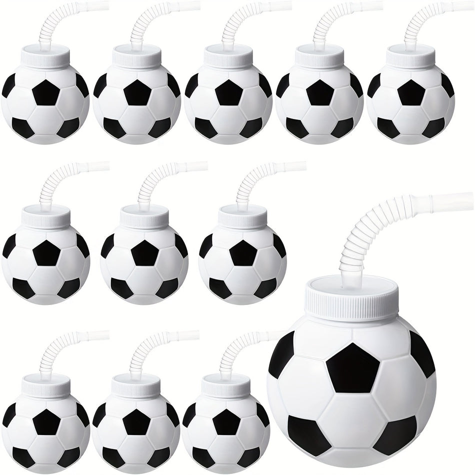 Football Shaped Drink Straw Cup Set with Lids and Straws - Cyprus