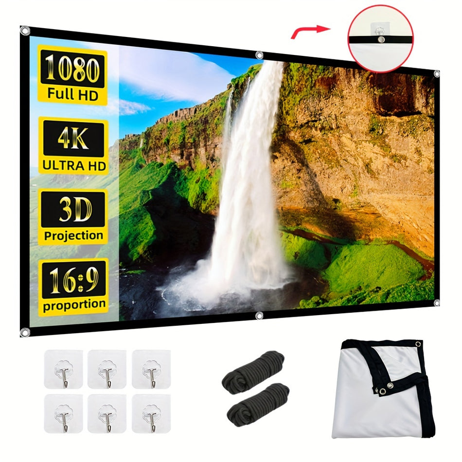 WEIJIEMING Portable 16:9 Foldable Projection Screen - Wrinkle-Free, Dual-Sided - Ideal For Home Theater, Parties, Office & Classroom - Cyprus