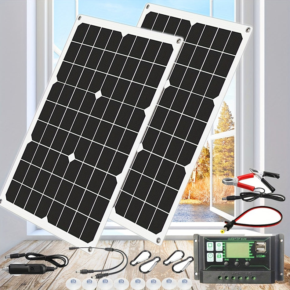 Complete Solar Panel Kit Power, Dual USB & 12V Output - Perfect for Home, RV, Boat - Cyprus