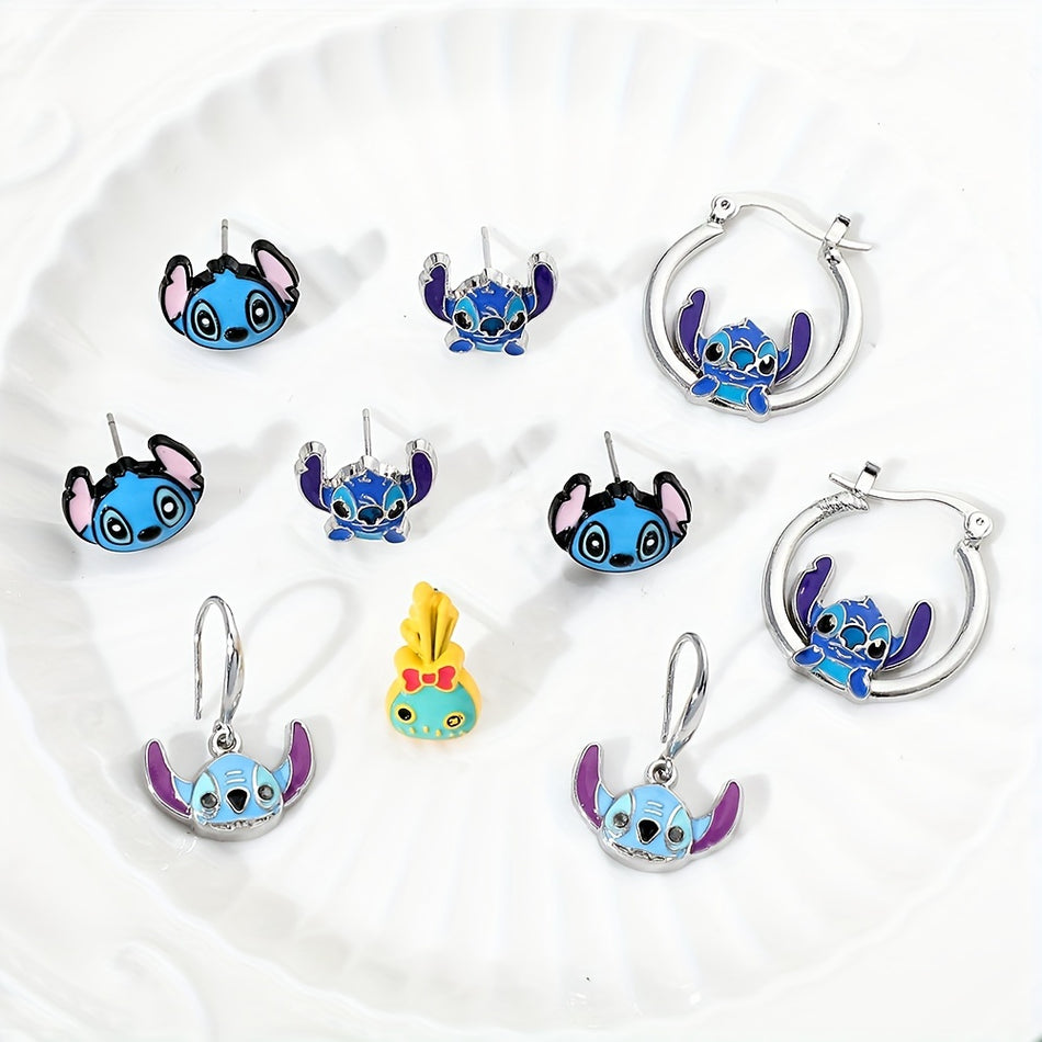 'S Stitch Charm Hoop Earrings - Cute And Cartoonish Animal Design, Perfect for Everyday Wear And Gift Giving - Zinc Alloy with No Plating Or Gemstone