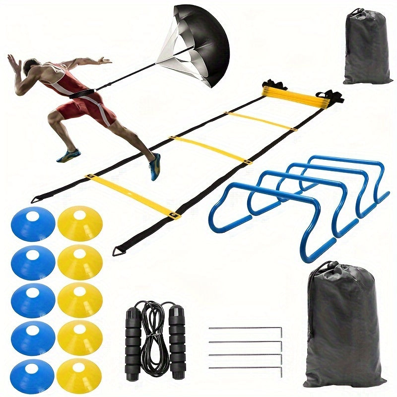 Speed Agility Training Set with Adjustable Ladder, Disc Cones, and Resistance Parachute - Cyprus