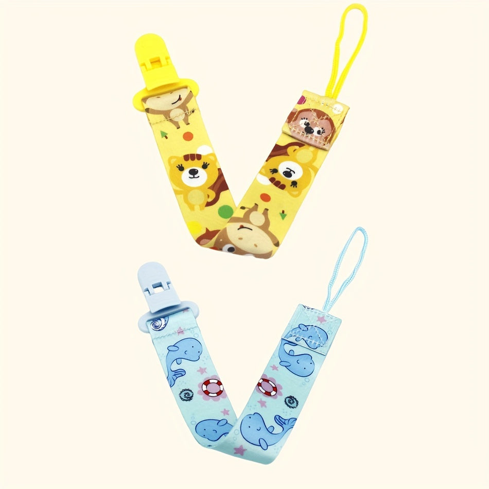 2pcs Cute Pattern Pacifier Chains, Yellow Blue Pacifier Clips, Pacifier Holders