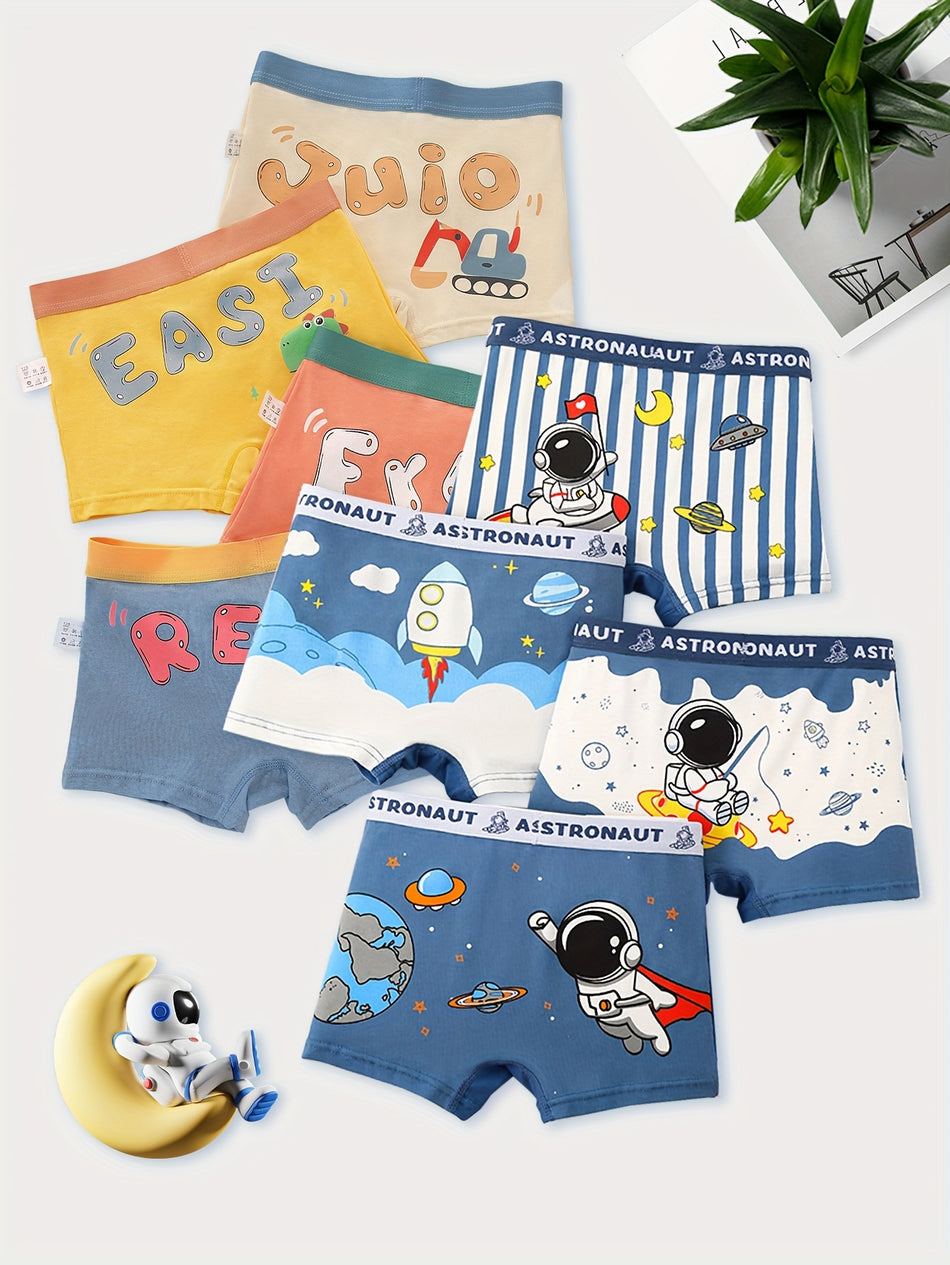 8pcs Toddler Boys Underwear Soft Breathable Cartoon Random Pattern Comfy Boxers Briefs