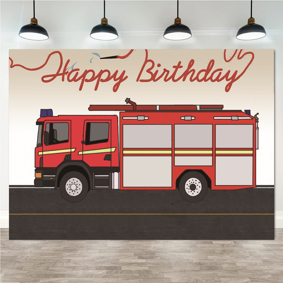 Fire Truck Birthday Party Decoration Backdrop Banner - Cyprus