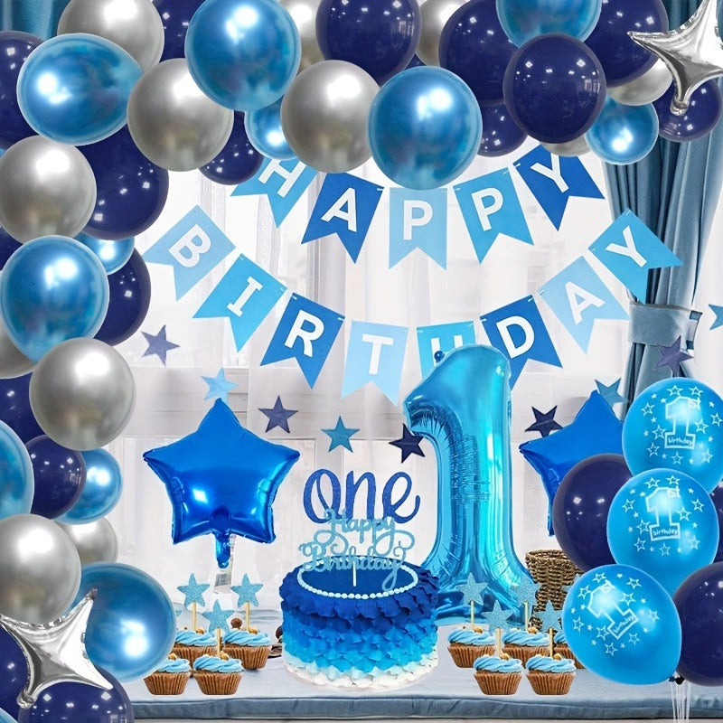 1st Birthday Party Decoration Set for Boys - Happy Birthday Banner & Balloon Garland - Cyprus