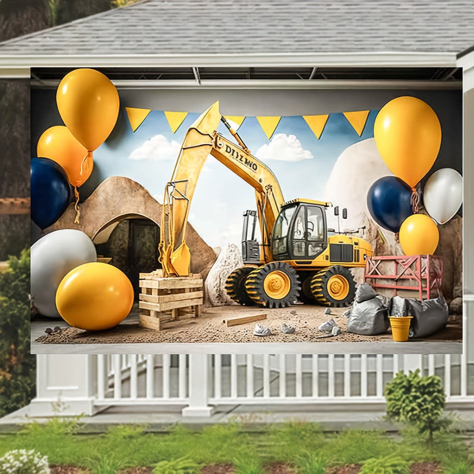 Bob The Builder - Excavator & Crane Birthday Party Vinyl Ftearp