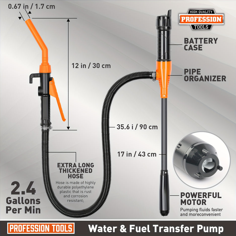 Amartisan High-Efficiency 2.4Gpm Battery-Powered Liquid Transfer Pump With Flow Control Nozzle - Versatile For Water & Fuel, Includes Adapters & Extension Hose