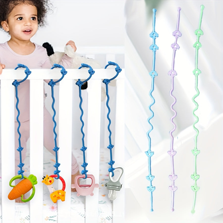 Yüksek sandalye ve teether + emzik tutucu için ayarlanabilir kayışlara sahip silikon emzik zincirleri