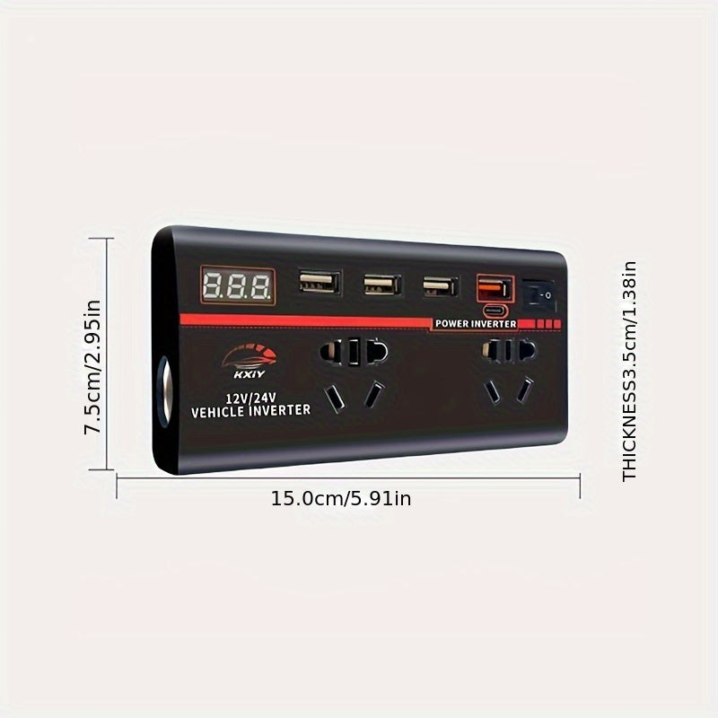 Kxiy 200W Car Inverter with Fast Charging Ports - Cyprus