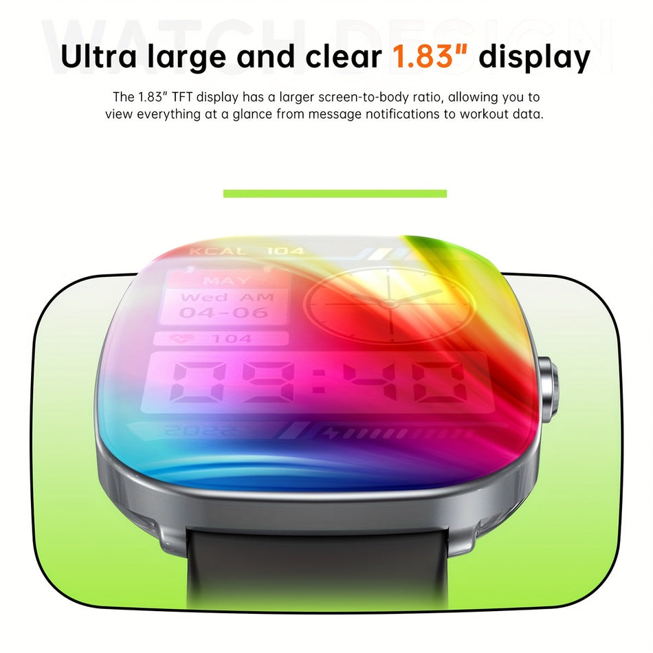 4.65cm Full Touch Display Waterproof Smartwatch - Syncs with Smartphone, 100+ Exercise Modes - Cyprus