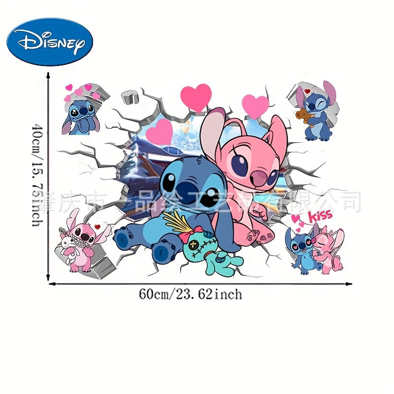 Lilo & Stitch Aşk Kalp Duvarı Çıkartması - Yatak Odası ve Oda Dekoru için Büyük Boy Su Geçirmez PVC Karikatür Çıkartması - Kıbrıs