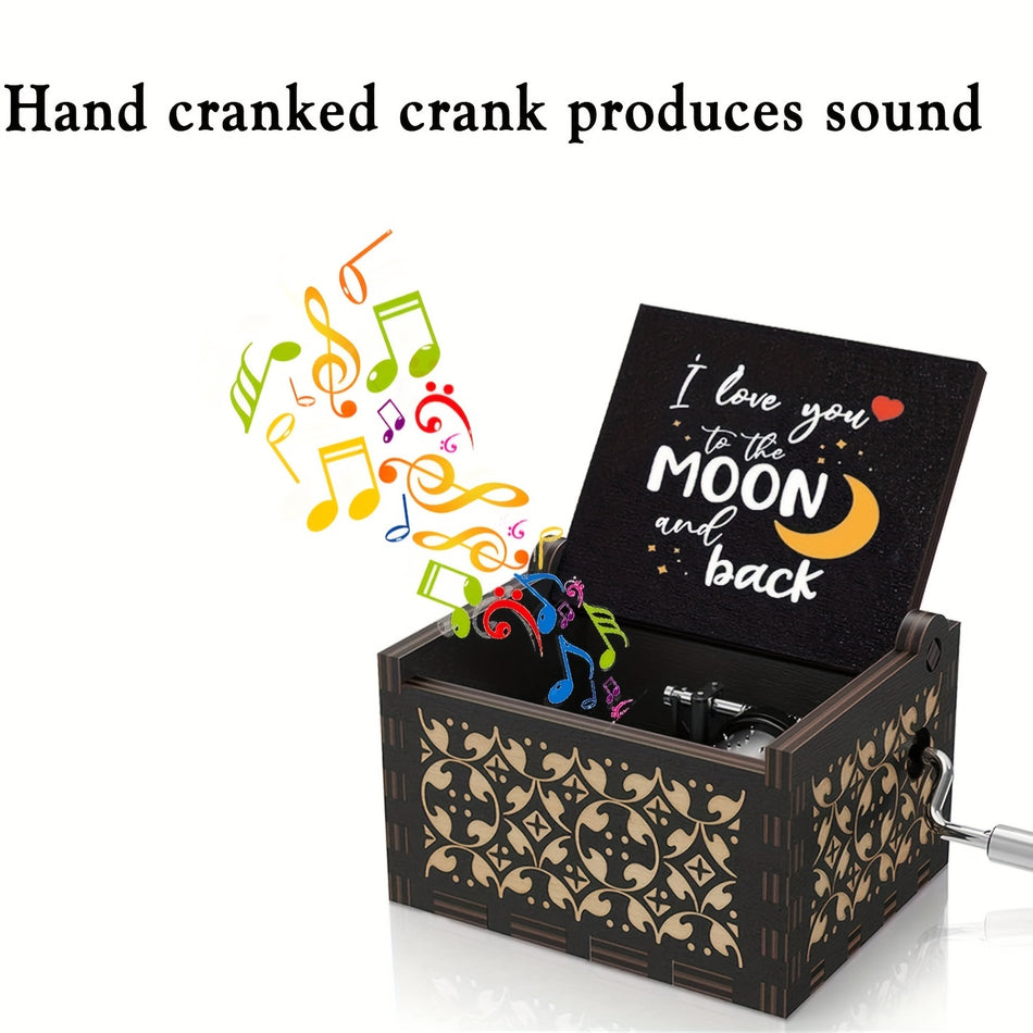 "I LOVE YOU TO THE MOON AND BACK" Vintage Hand-Crank Music Box - Cyprus