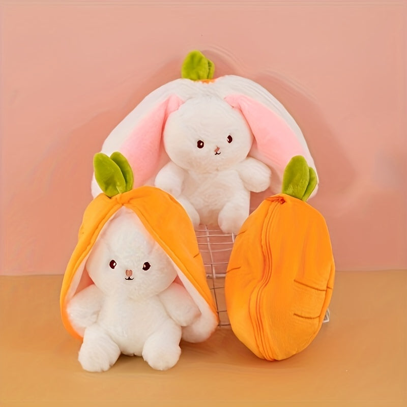 Transformer les lapins en peluche: fraise, carotte et poupées blanches mignonnes