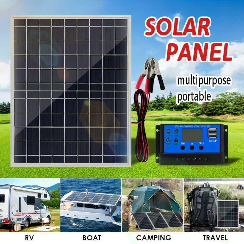 Versatile Portable Solar Panel Kit with 60A/80A/100A Controller for All Your Power Needs