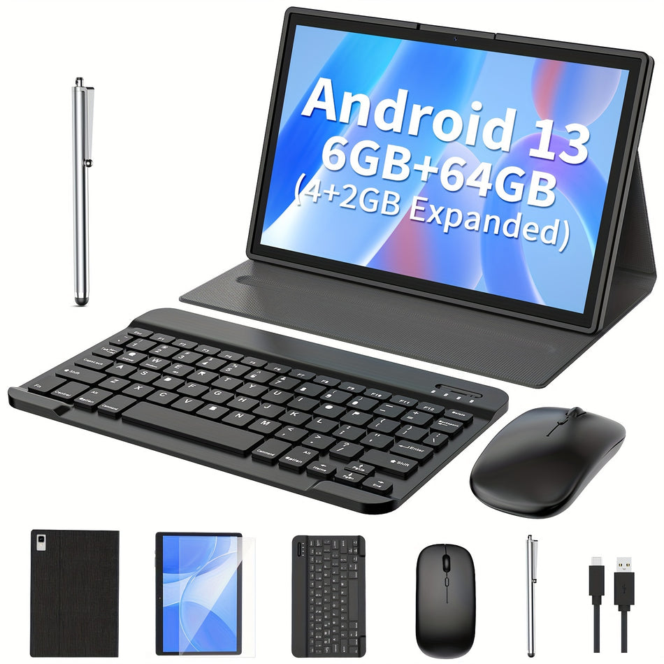 Relndoo 2 in 1 Android Tablet 25.4 cm, 6GB RAM, 64GB Storage, Keyboard & Mouse Included - Cyprus