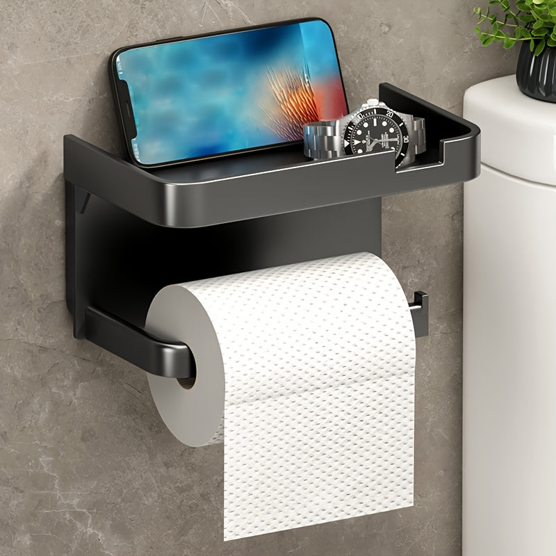 Punch-free Toilet Paper Shelf with Phone Holder - Organise Your Bathroom Effortlessly - Cyprus