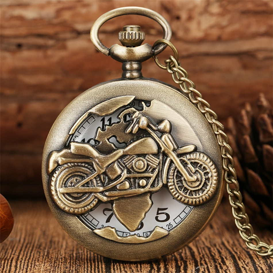 Vintage Bronze Motorcycle Skeleton Men's Pocket Watch - Cyprus