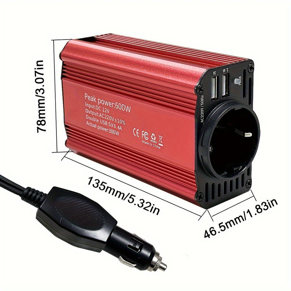 SZSSTH Car Power Inverter 300W Continuous 600W Peak, Dual USB 4.2A Charging Ports - Cyprus