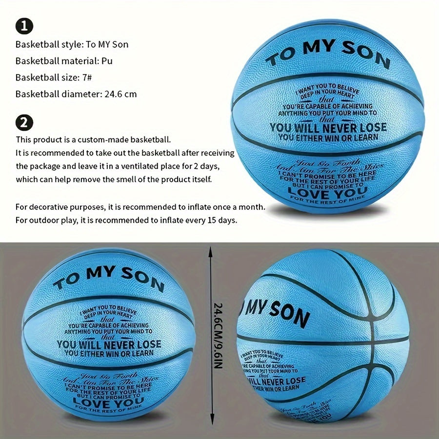 No. 7 Blue PU Wear-Resistant Basketball with Pump - Cyprus