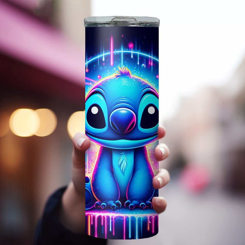 Stitch Paslanmaz Çelik Tumbler - Samanlı Sıcak ve Soğuk İçecekler İçin Yalıtılmış Seyahat Kupası - Kıbrıs