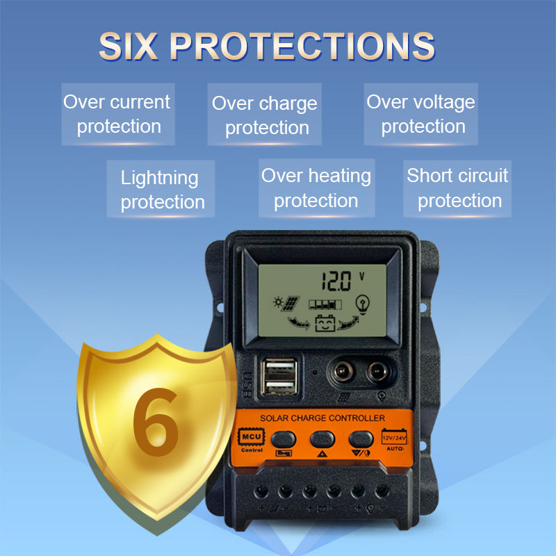 Solar Controller 12V/24V Car Regulator PWM LCD Dual USB Charger - Cyprus