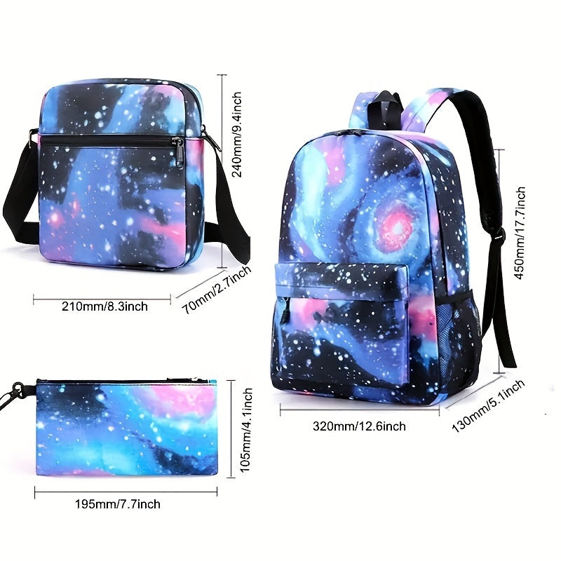 Anime Fat Cat Rucksack Set mit Cross Lod Bag - süßer Cartoon gedruckt, leichtgewichtiger Student Rucksack - Reisetasche mit großer Kapazität - Zypern