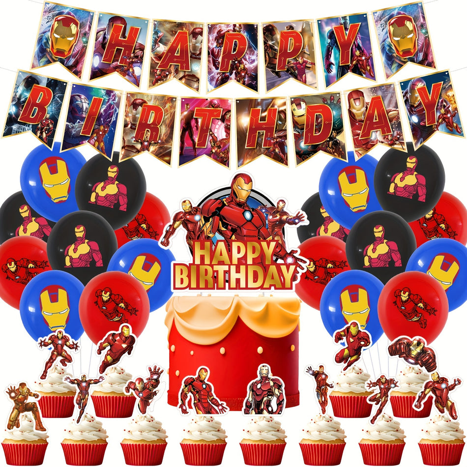 Marvel Iron Man Birthday Party Decor Set - Luftballons, Cupcake Toppers & Banner - Zypern