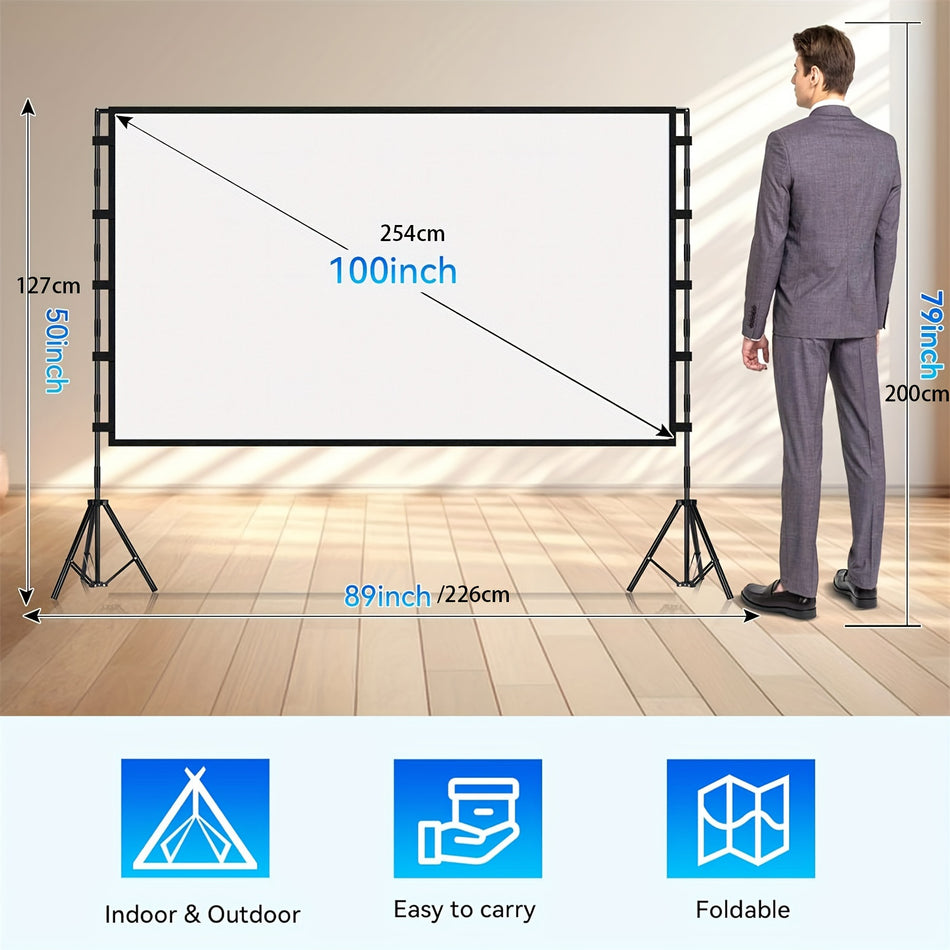 100" Dual-Sided 4K HD Portable Projection Screen - Ultimate Viewing Experience - Cyprus