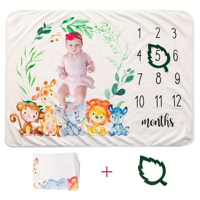 Wildnis Animal Print Meilenstein Decke | Weicher Flanell für monatliche Fotografie | Ideales Babypartygeschenk 🐾