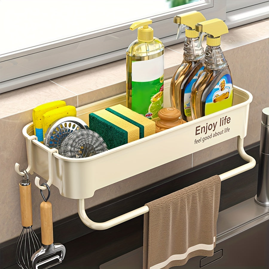 Easy-Install No-Drill Kitchen Sink Organiser - Multi-Colour Storage Rack for Spices & Essentials