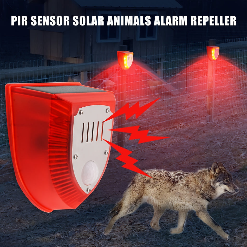 Solar -Sicherheitsalarmbeleuchtung, 129 dB Schusslaute & Hundebellen, Bewegungssensor Warnlampe - Zypern