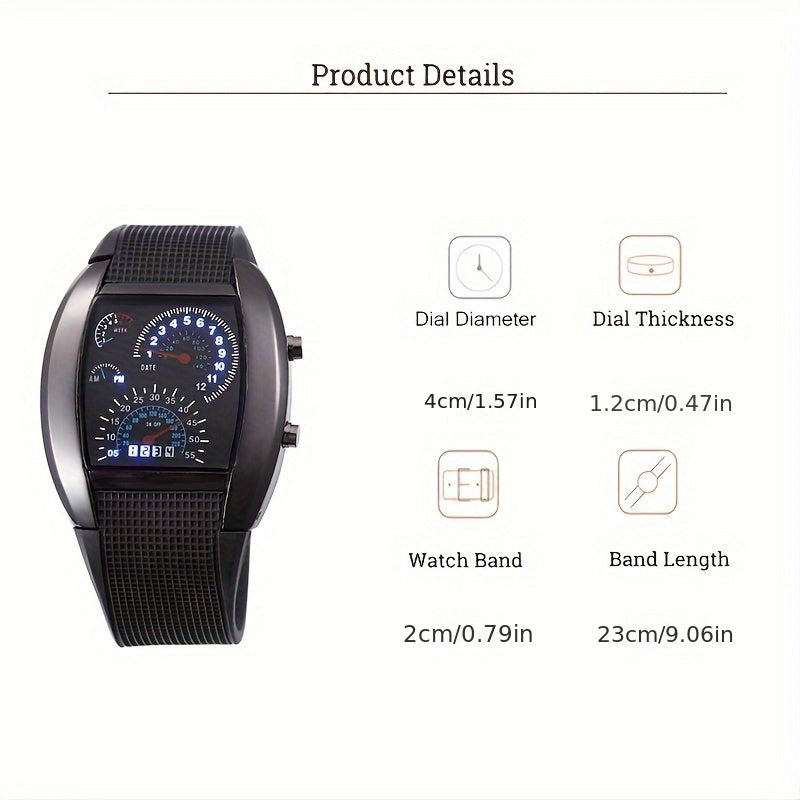 Fashionable Men's Sports Silicone Multifunctional Digital Watch - Cyprus